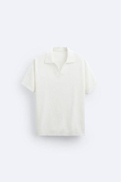 Klassisches Strick-Poloshirt in Weiß