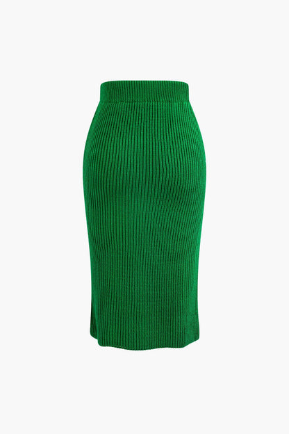 Klara | Elegantes Strick-Set mit Wickel-Oberteil & Bleistiftrock