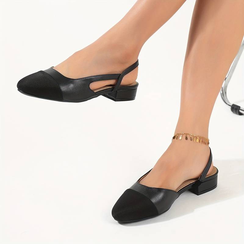 Elegante Slingback-Ballerinas in Beige & Schwarz – Klassischer Chic
