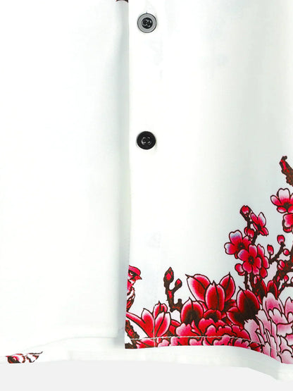 Jackson | Kurze Ärmel Weiß Floral bedrucktes Sommerhemd