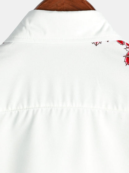 Jackson | Kurze Ärmel Weiß Floral bedrucktes Sommerhemd