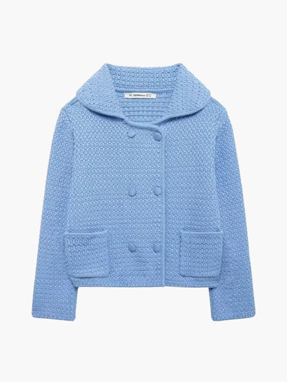 Dietlinde | Texturierte zweireihige Strickjacke