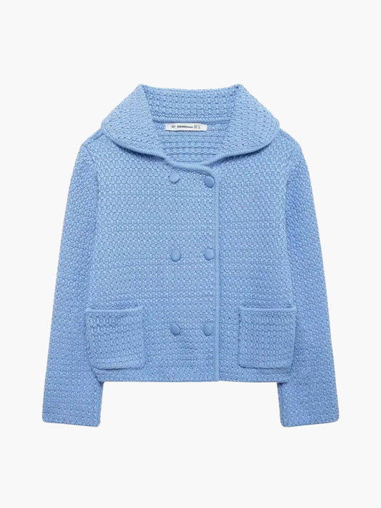 Dietlinde | Texturierte zweireihige Strickjacke