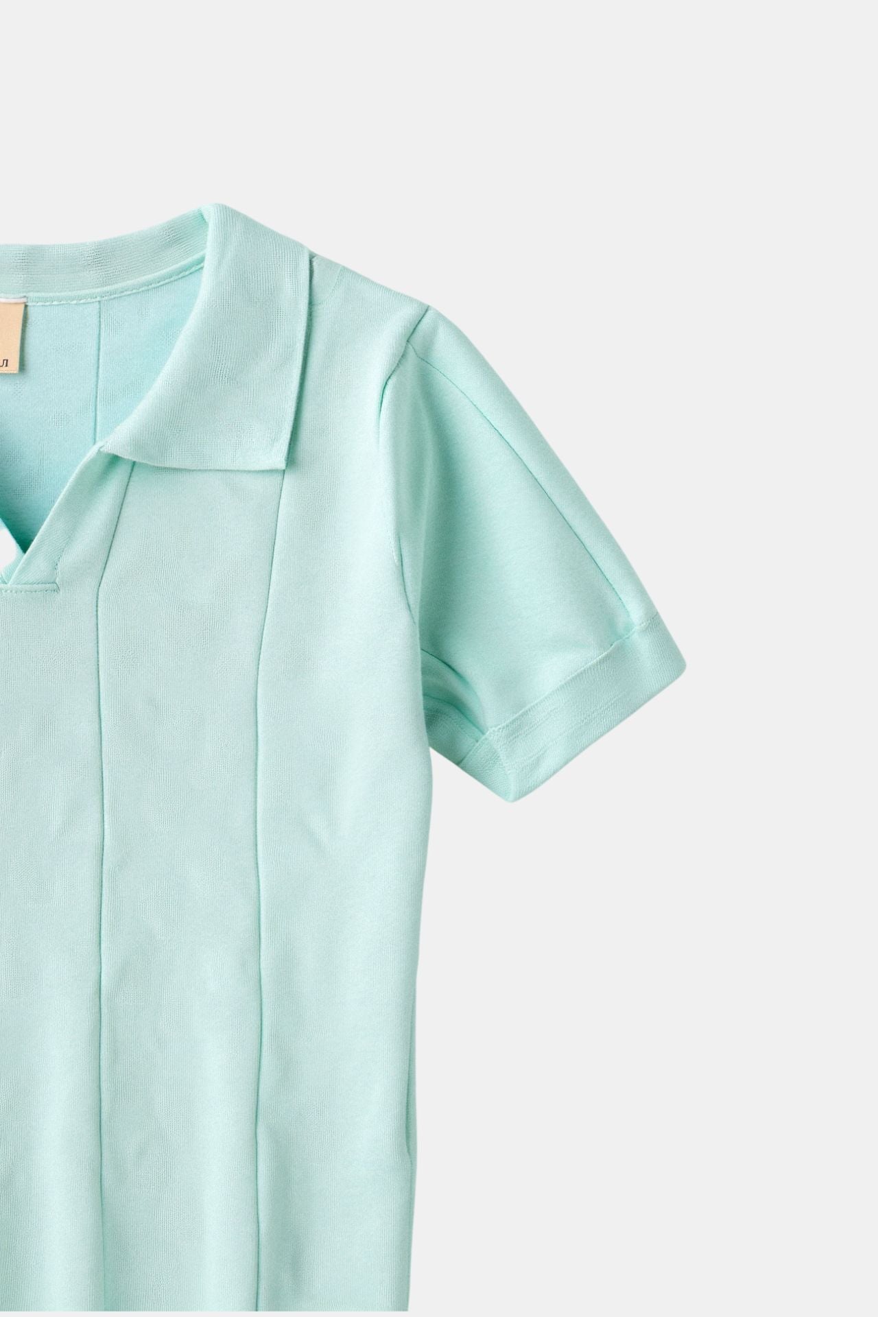 Retro-Strick-Poloshirt in Mintgrün
