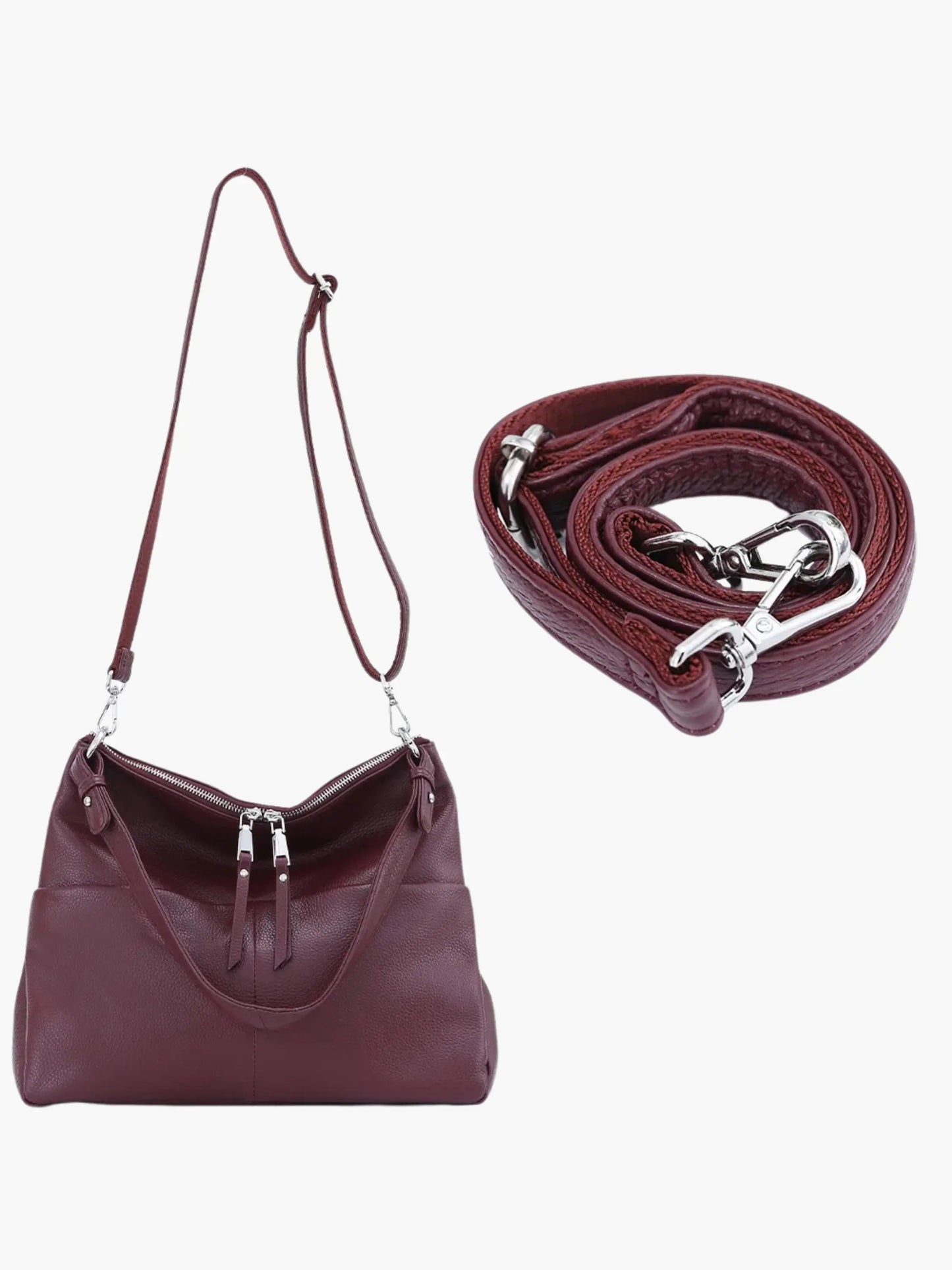 Hannelore| Hobo-Tasche aus weichem Leder mit Zipper-Verschluss