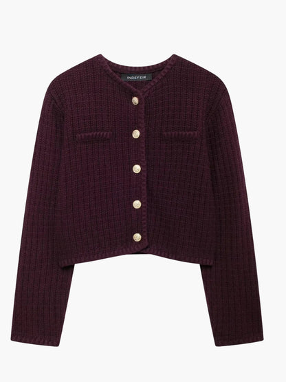 Senta | Strukturierte Strickjacke mit goldenen Knöpfen