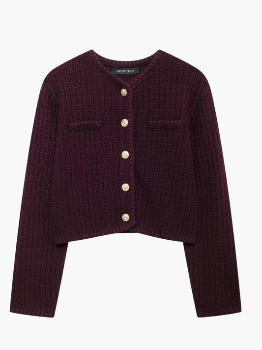 Senta | Strukturierte Strickjacke mit goldenen Knöpfen