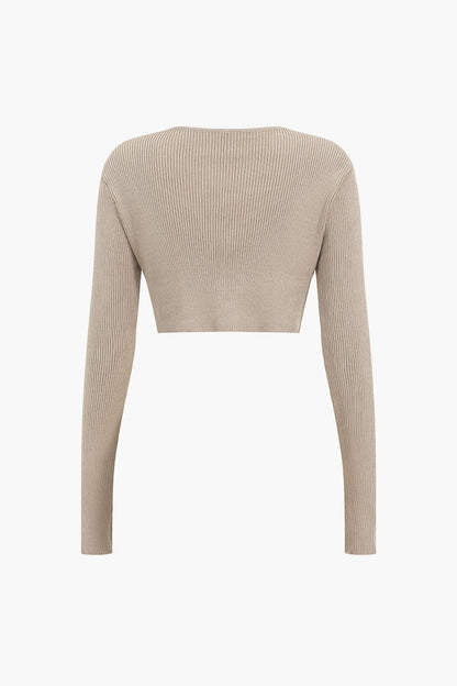 Jessica | Geripptes Zweiteiler-Set mit Twist-Detail & Schlitzrock