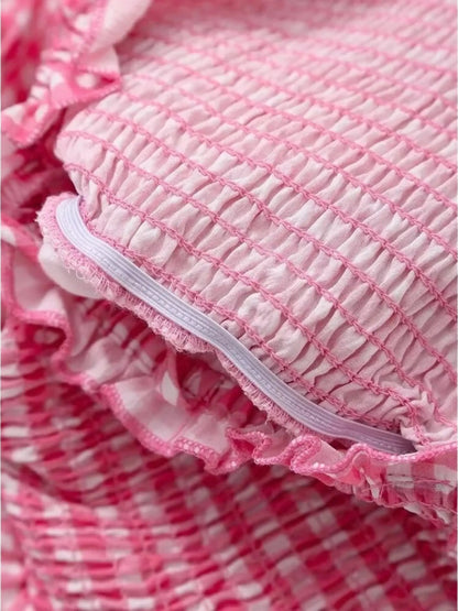 Wibke | Charmantes rosa-weiß kariertes Sommerkleid