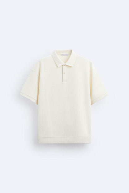 Kurzärmeliges Poloshirt in Cremeweiß – Minimalistisch und Bequem