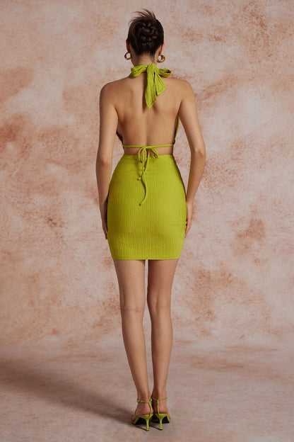 Maya | Sexy Backless Halter Minikleid mit Raffungen – Sommerliches Party-Kleid für heiße Nächte