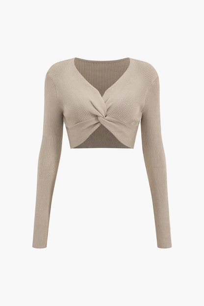 Jessica | Geripptes Zweiteiler-Set mit Twist-Detail & Schlitzrock