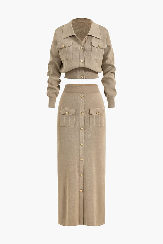 Aviana | Strick-Set mit Blazer und Rock