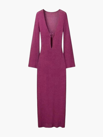 Ulrike | Lila Maxikleid aus Strick