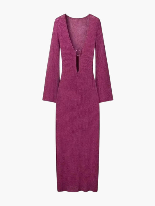 Ulrike | Lila Maxikleid aus Strick