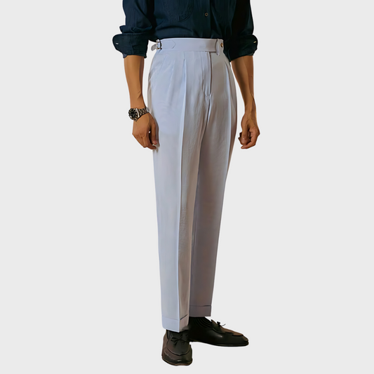 Yann | Taillenhohe Nadelstreifenhose mit Gürtel