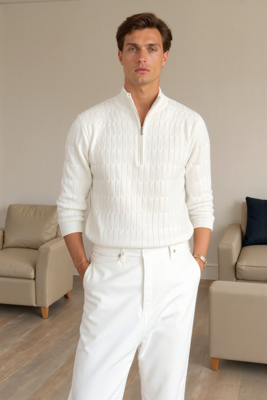 Liam | Klassischer Strickpullover mit Reißverschluss – Eleganter & Warmer Winterstil