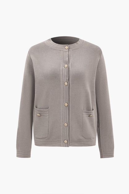 Rosina | Klassisches Strick-Zweiteiler-Set mit Cardigan & Wide-Leg-Hose