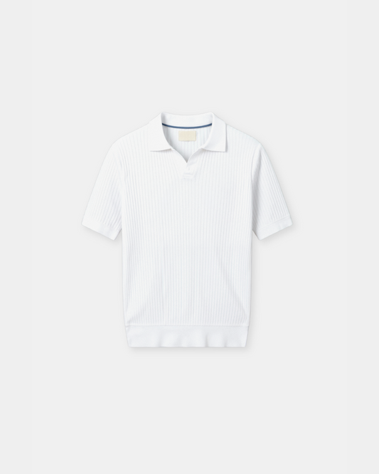 Herren-Poloshirt aus Rippstrick – Offener Kragen, Slim Fit