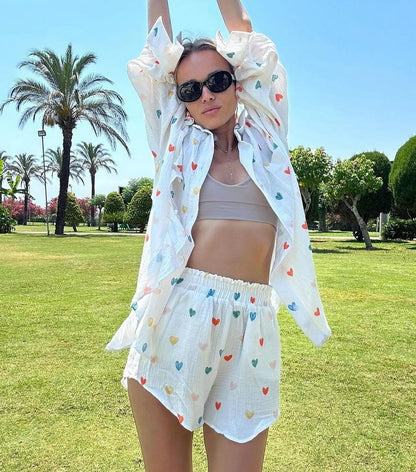 Amira | Herz-Print Zweiteiler-Set – Perfekt für entspannte Sommertage