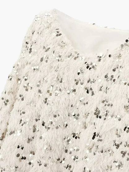 Wilhelmine | Glamouröser Glitzer-Strickpullover für Damen