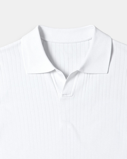 Herren-Poloshirt aus Rippstrick – Offener Kragen, Slim Fit