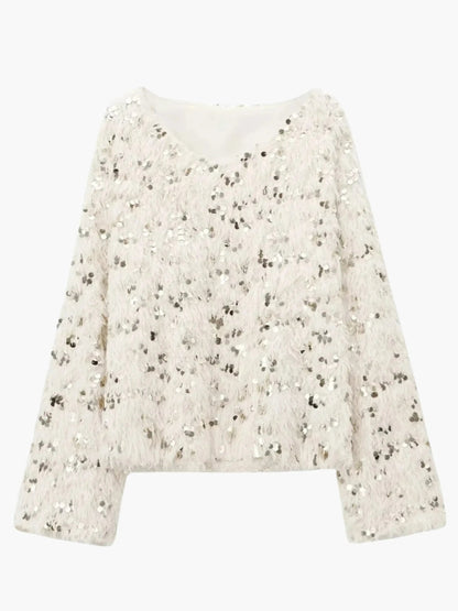 Wilhelmine | Glamouröser Glitzer-Strickpullover für Damen