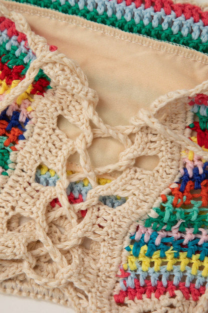 Naila | Boho-Strick-Zweiteiler mit Bustier & Shorts