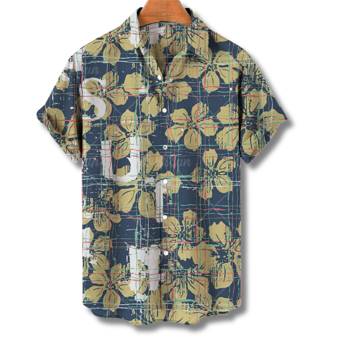 Michael | Hawaiianisches Kurzarmhemd mit floralem Allover-Print
