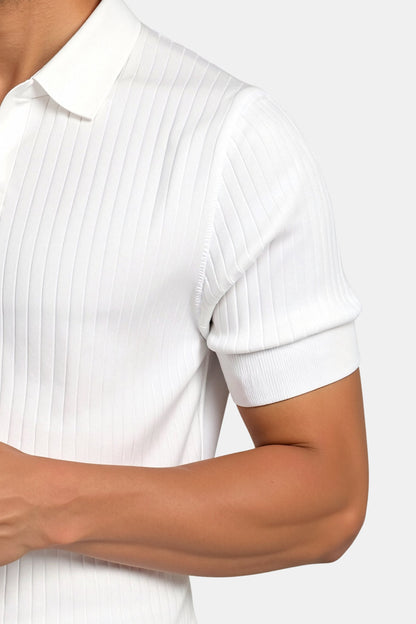 Geripptes Herren-Poloshirt mit kurzen Ärmeln – Elegant & Zeitlos