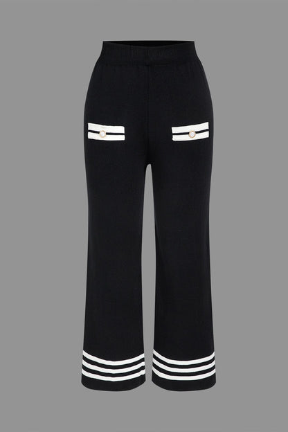 Ariella | Stilvolles Strick-Zweiteiler-Set mit Cropped-Cardigan & Weitbein-Hose