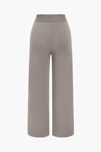 Rosina | Klassisches Strick-Zweiteiler-Set mit Cardigan & Wide-Leg-Hose