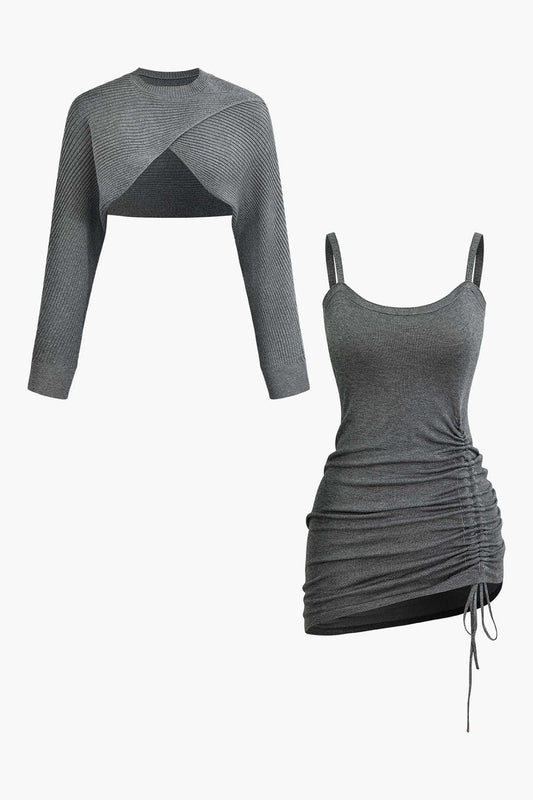 Anastasia | Zweiteiler-Set mit Cutout-Pullover & gerafftem Kleid