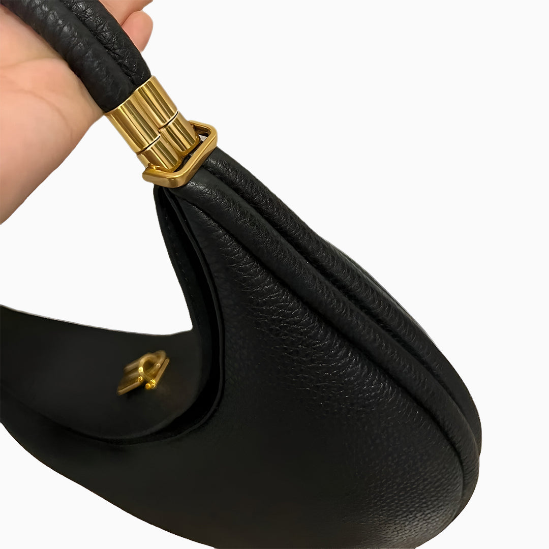 Fay | Kleine strukturierte Damenhandtasche aus echtem Leder mit Drehverschluss & Top-Handle