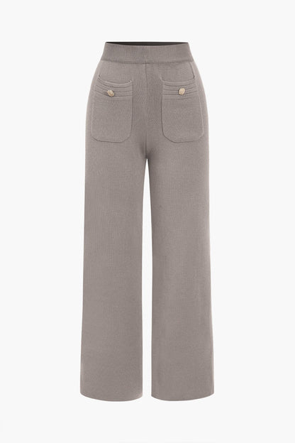 Rosina | Klassisches Strick-Zweiteiler-Set mit Cardigan & Wide-Leg-Hose