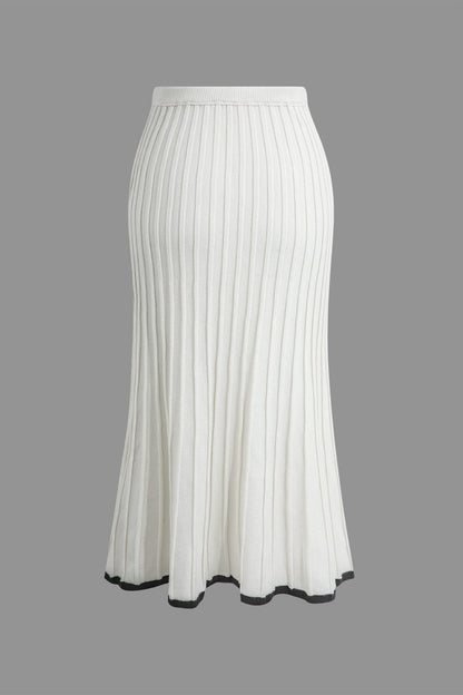 Kira | Feminines Strick-Zweiteiler-Set mit Knopf-Top & Plisseerock