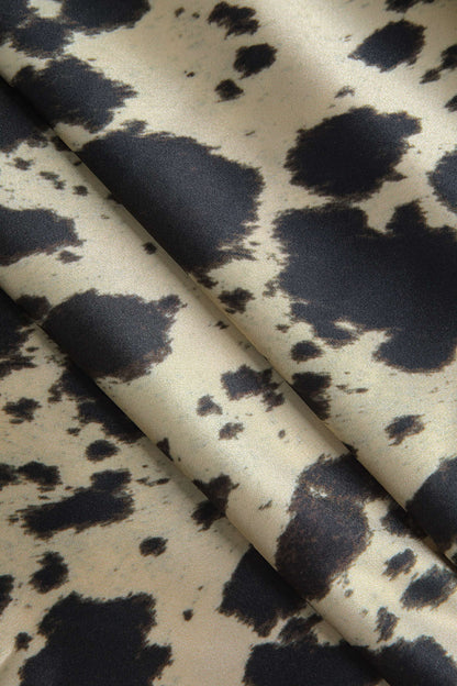 Erna | Fließender Midirock aus Satin mit hoher Taille und auffälligem Kuhfellmuster