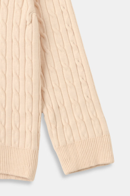 Eleganter Zopfstrickpullover mit Reißverschluss