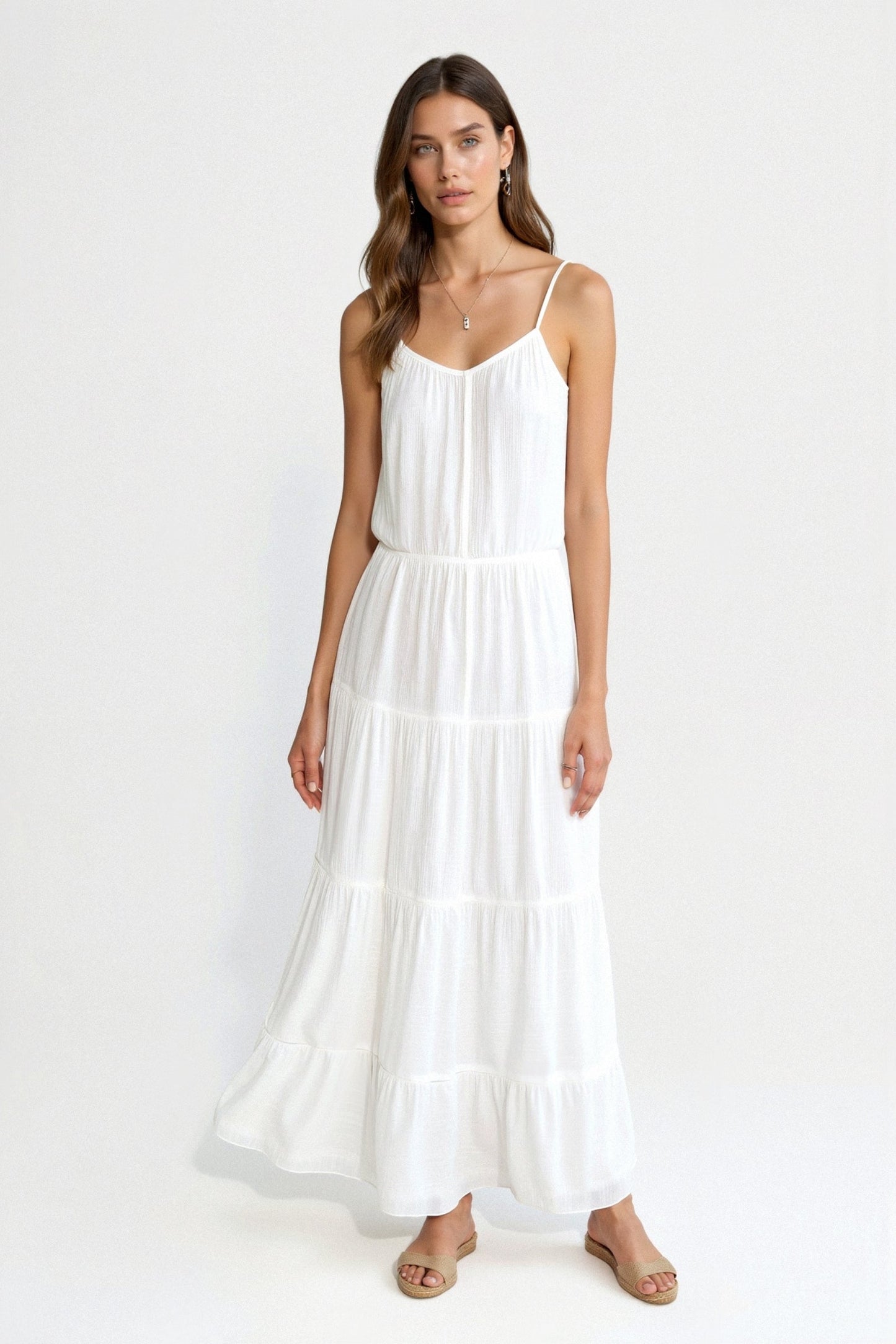 Luftiger Maxirock mit Spaghettiträger-Optik