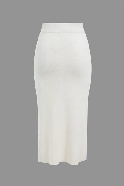 Lara | Zweiteiler-Set mit Oversized-Pullover & Schlitzrock