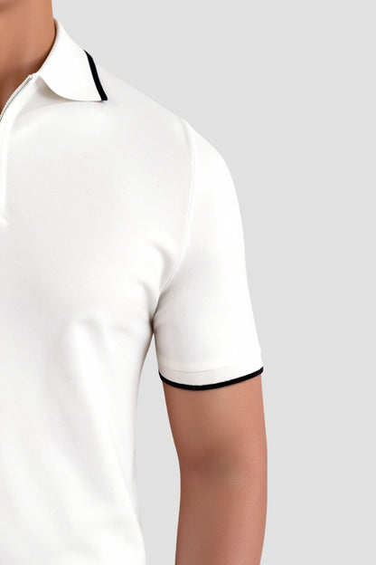 Klassisches Poloshirt mit Reißverschluss und Kontrastdetails