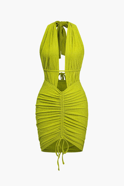 Maya | Sexy Backless Halter Minikleid mit Raffungen – Sommerliches Party-Kleid für heiße Nächte