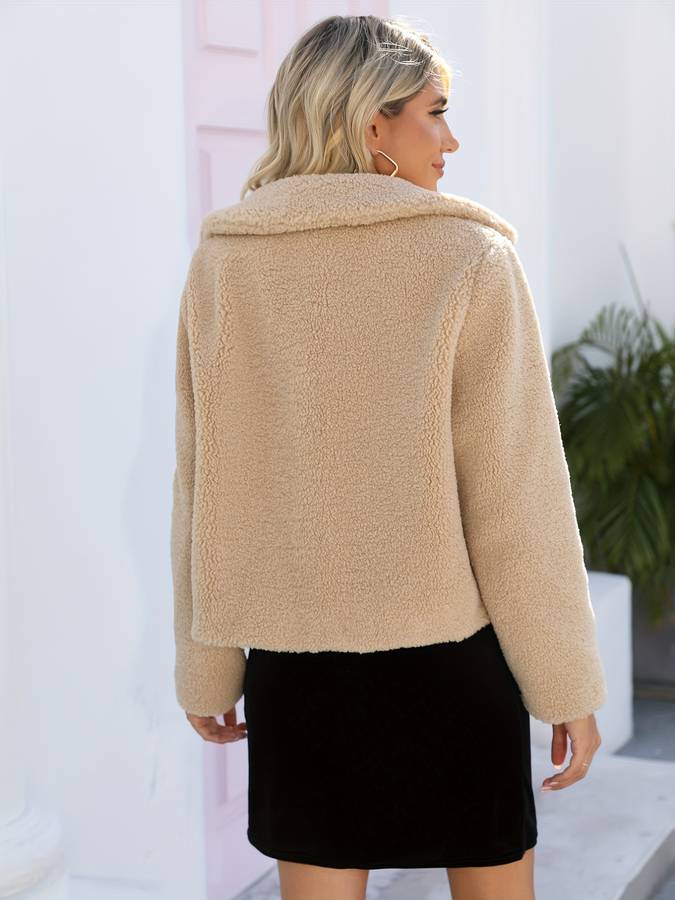 Sarah | Bequeme und warme Winter-Teddyjacke in Beige für Damen