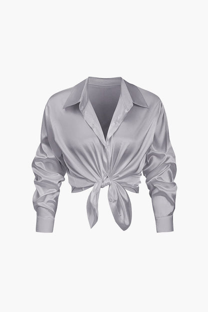 Florentine | Elegante Langarm-Bluse aus seidigem Satin