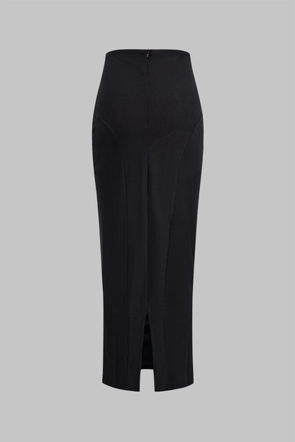 Martina | Elegantes Zweiteiler-Set mit Corsagen-Bluse & Bleistiftrock