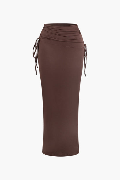 Melody | Asymmetrisches Zweiteiler-Set mit One-Shoulder Crop-Top & Maxi-Rock