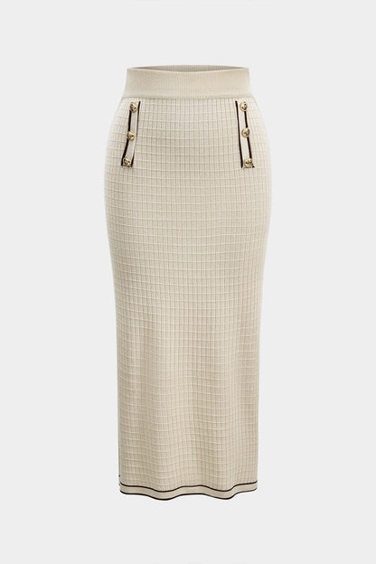 Mia | Klassisches Strick-Zweiteiler-Set mit Blazer-Cardigan & Bleistiftrock