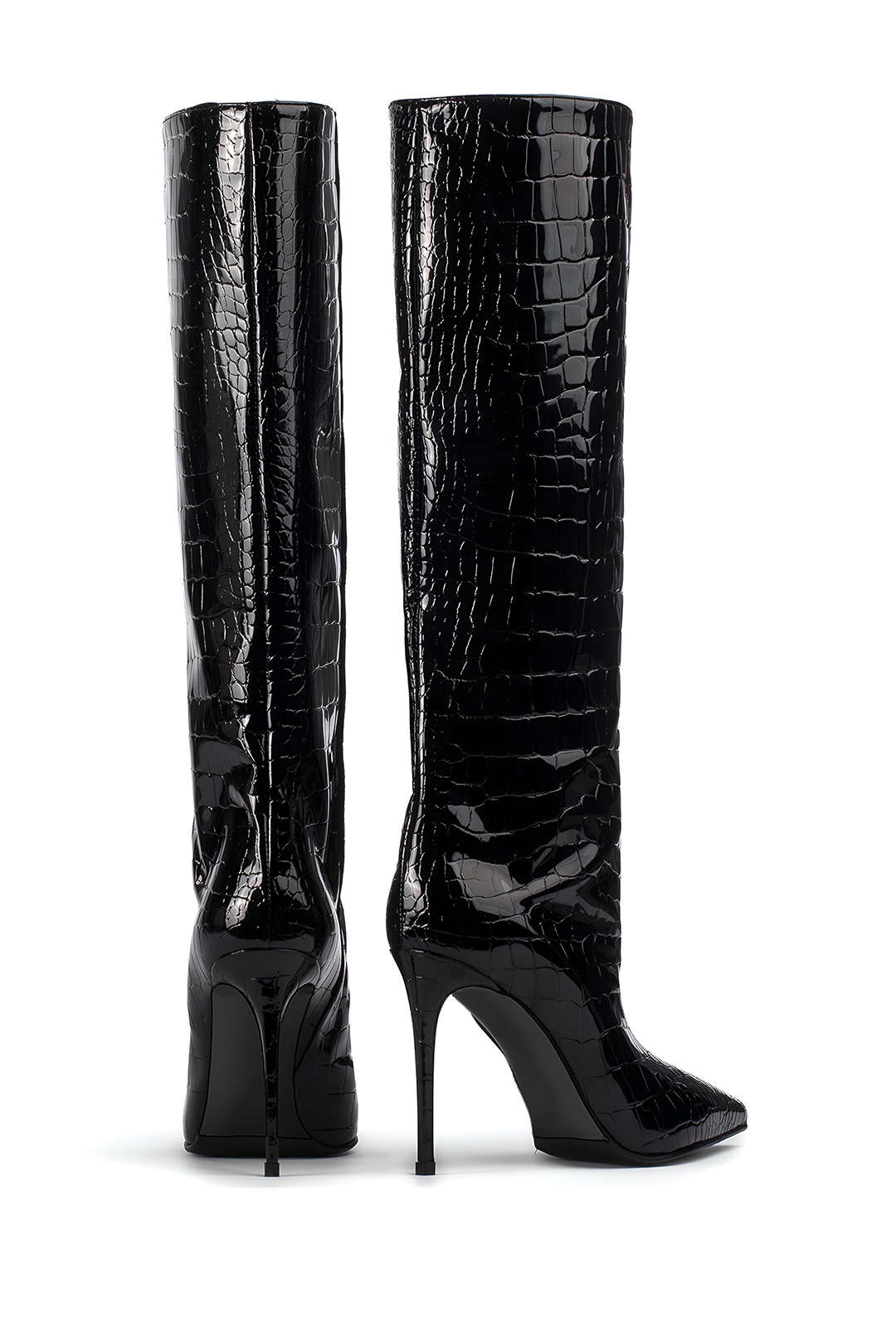 Camille | Croco-Leder-Stiefel mit Stiletto-Absatz