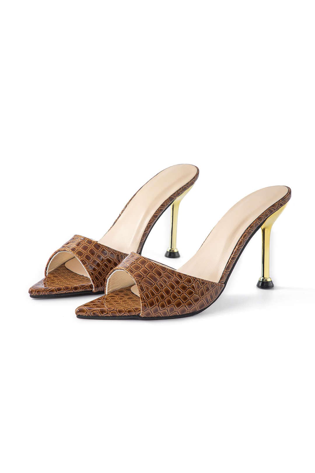 Isabelle | Luxus Schwarze Croc-Embossed Mule Heels – Elegant & Stilvoll