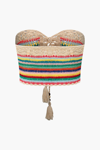 Naila | Boho-Strick-Zweiteiler mit Bustier & Shorts